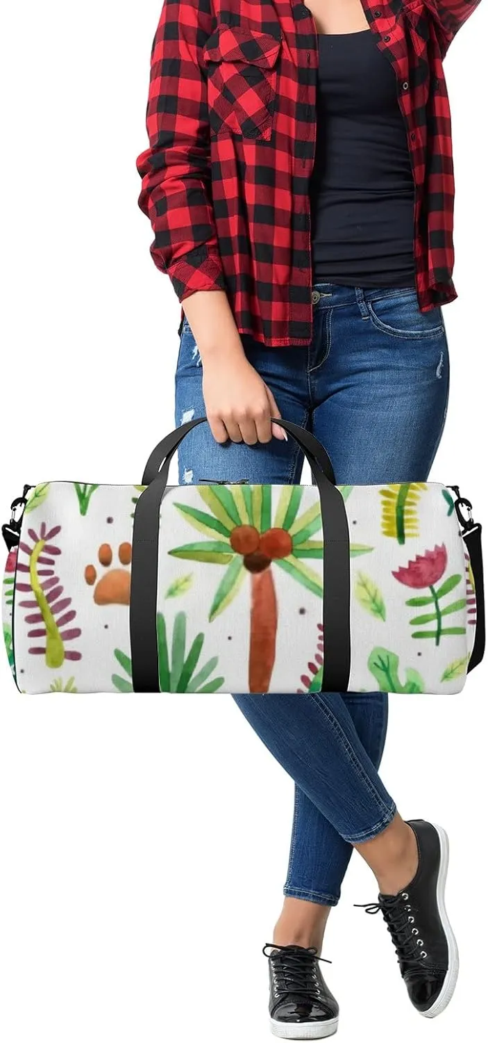 Sports Gym Bag for Women and Men Waterproof Rainforest Jungles Tropical Tree Duffel Bag Lightweight Carryon Traveling Boarding Gripsack