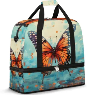 Sports Gym Bag with Wet Pocket & Shoe Compartment Personal Item Travel Bag Tote Bag for Men Women Realistic Butterfly Duffle Bag for Travel Sports Fitness & Workout