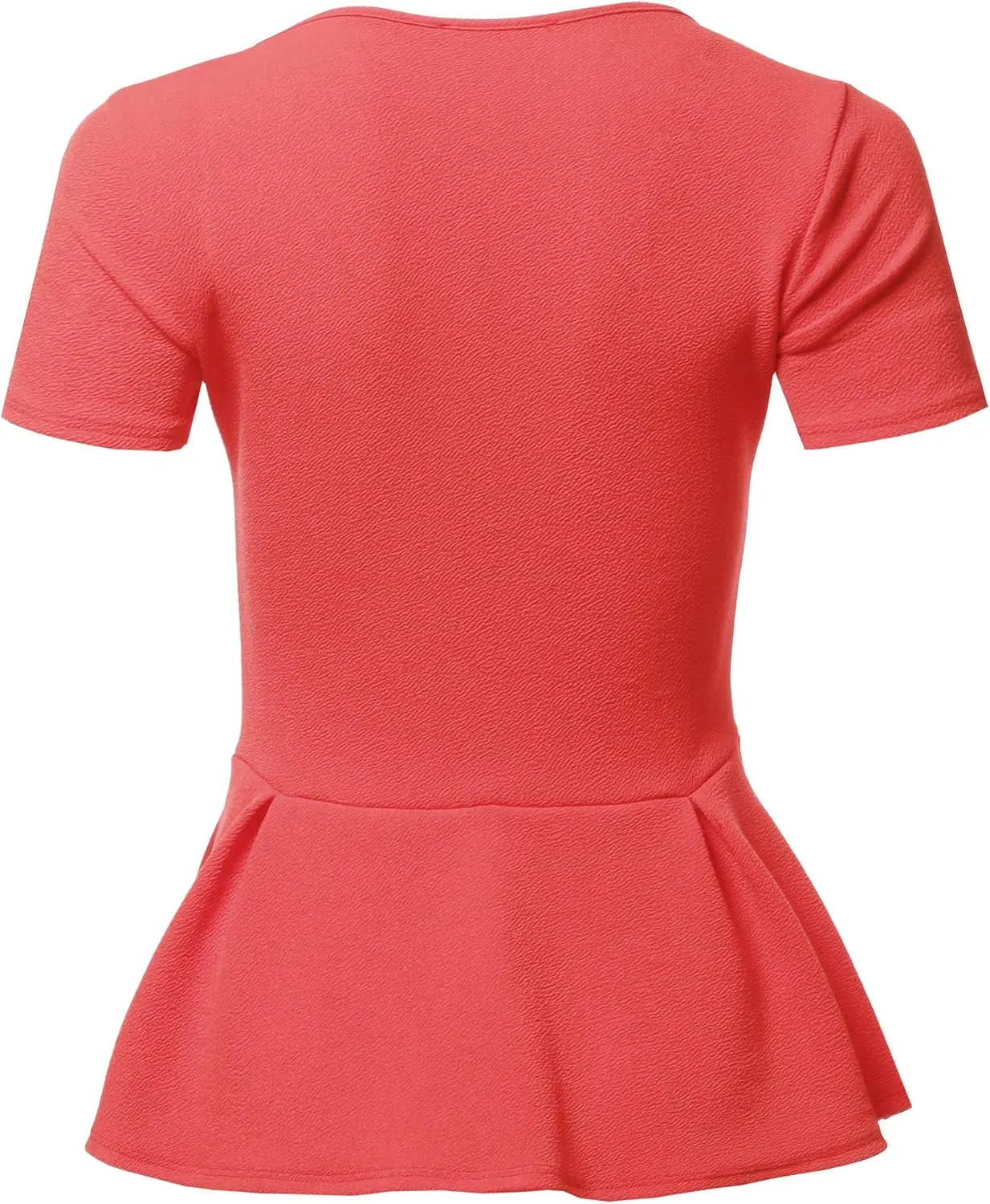 SSOULM Women's Classic Stretchy Short Sleeve Flare Peplum Blouse Top with Plus Size