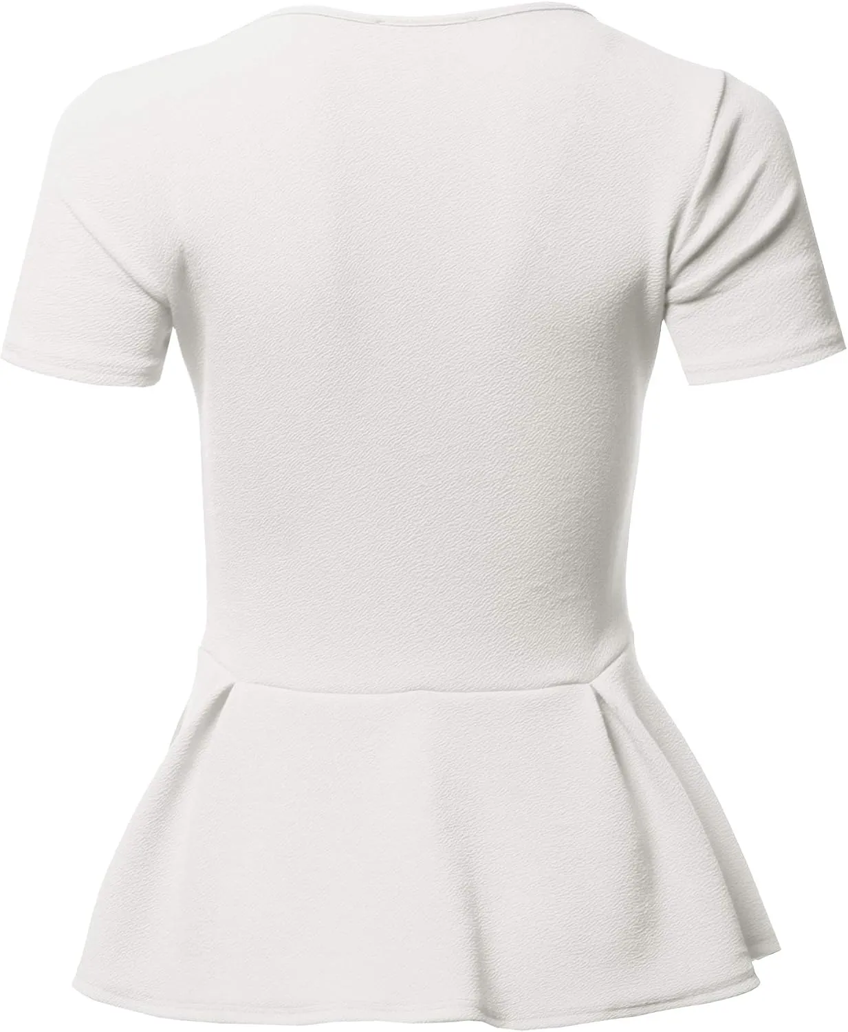 SSOULM Women's Classic Stretchy Short Sleeve Flare Peplum Blouse Top with Plus Size