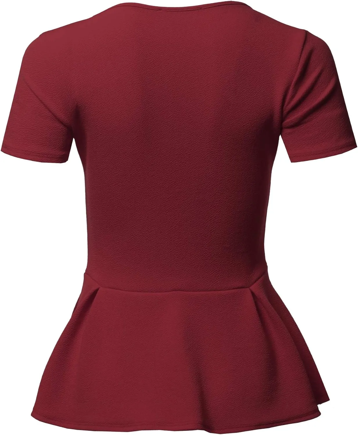 SSOULM Women's Classic Stretchy Short Sleeve Flare Peplum Blouse Top with Plus Size