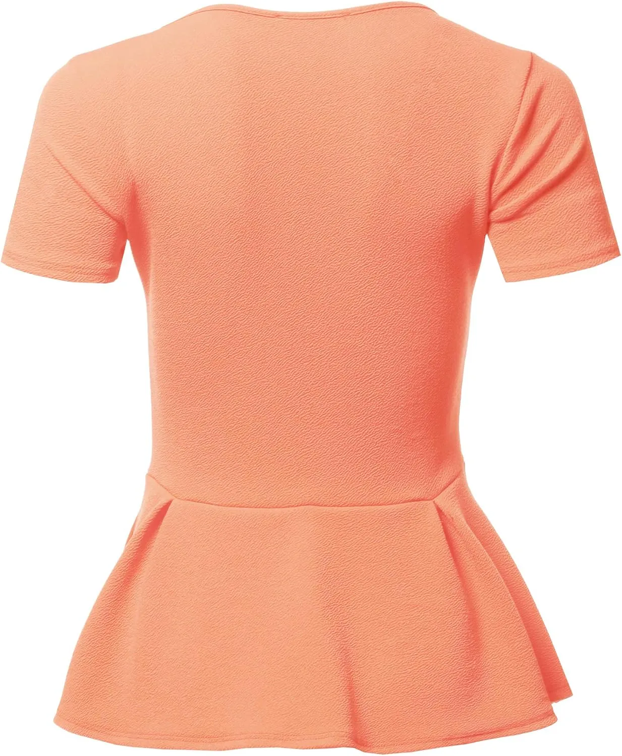 SSOULM Women's Classic Stretchy Short Sleeve Flare Peplum Blouse Top with Plus Size