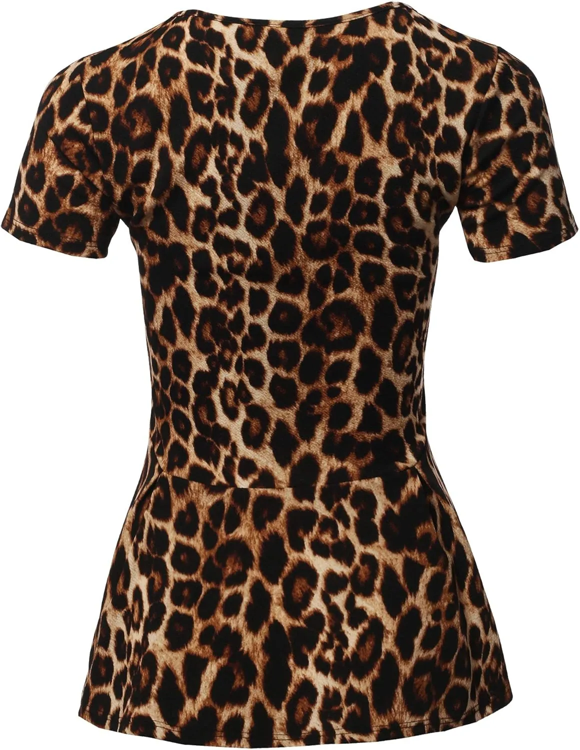 SSOULM Women's Classic Stretchy Short Sleeve Flare Peplum Blouse Top with Plus Size