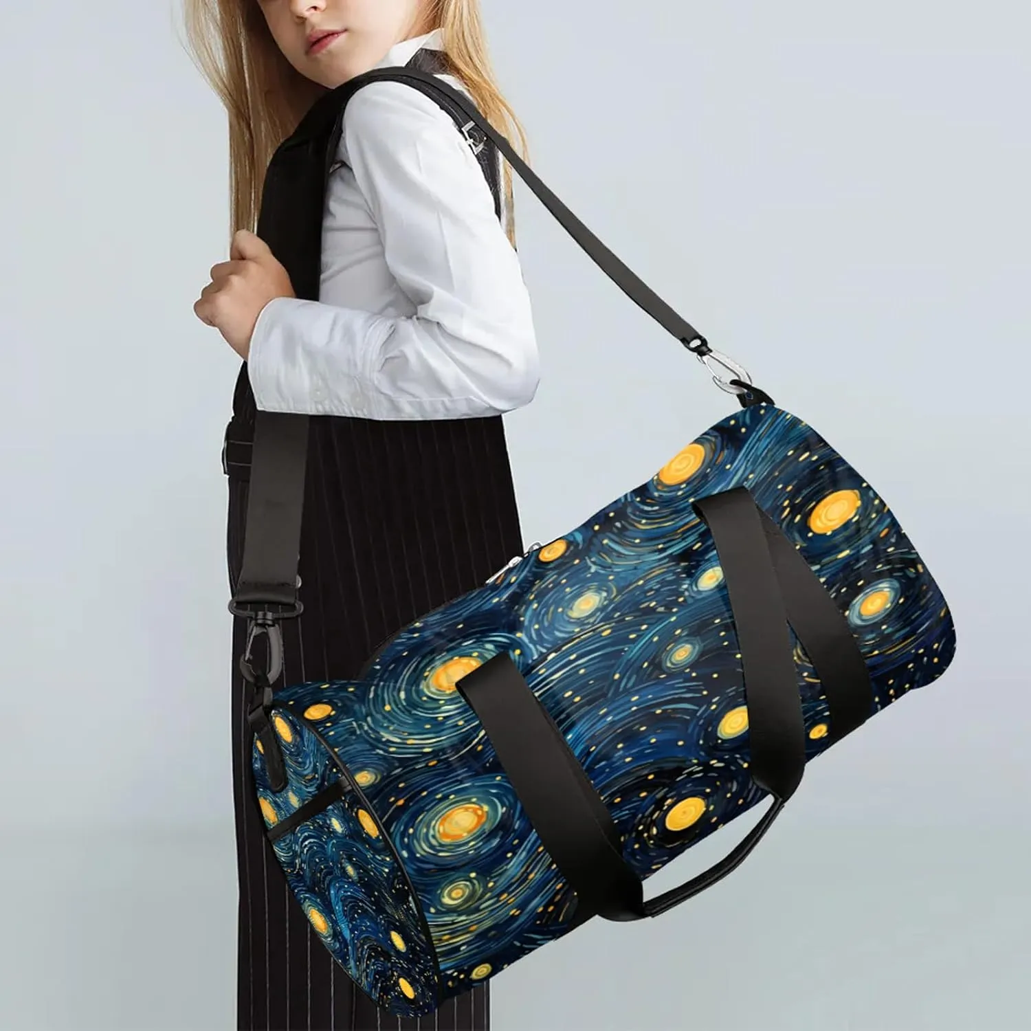 Starry Night Sky Van Gogh Sports Gym Bag for Men Women Lightweight Travel Duffle Bag with Shoulder Strap Waterproof Carry On Weekender Overnight Bag for Travel Sports Gym
