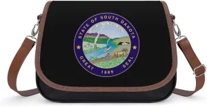 State Seal of South Dakota Funny Women's Crossbody Bags Novelty Leather Purse Handbag Shoulder Bag