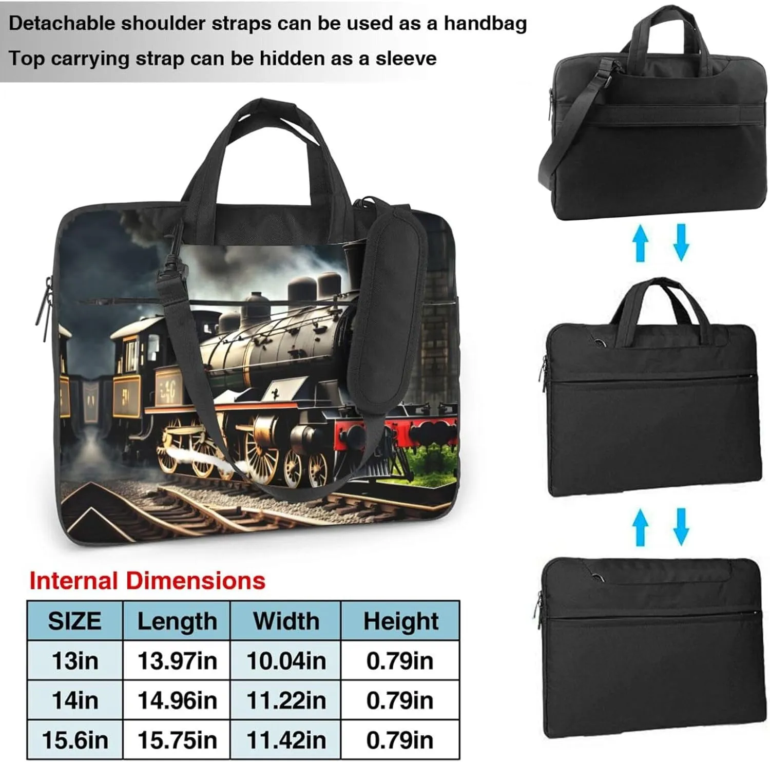 Steam Locomotive Train Print Practical Laptop Case Laptop Bag - Stylish Messenger Bag & Laptop Shoulder Bag