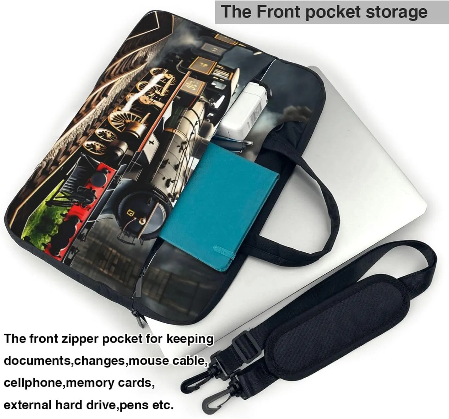 Steam Locomotive Train Print Practical Laptop Case Laptop Bag - Stylish Messenger Bag & Laptop Shoulder Bag