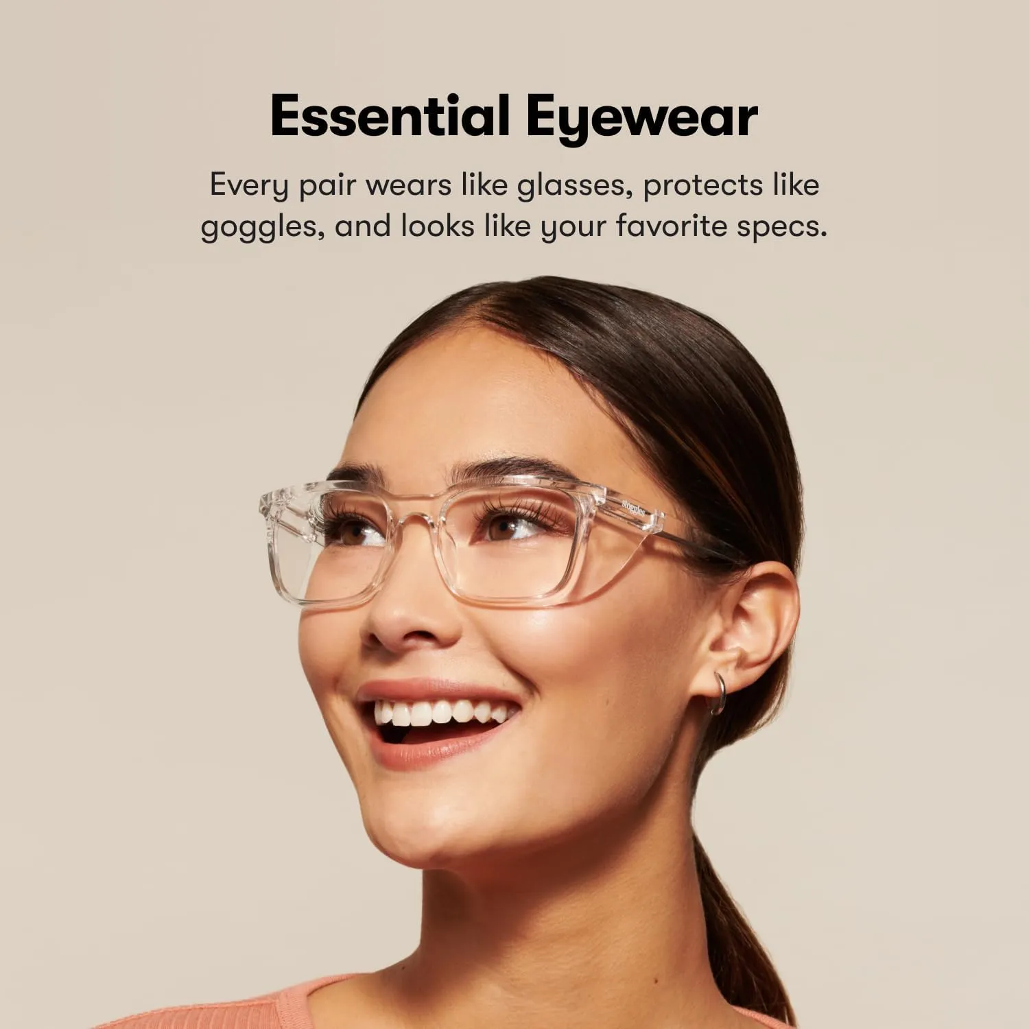 Stoggles Rectangle Z87.1 Certified Safety Glasses, Blue-Light, UV Blocking Lens, Top & Side Shield, Anti-Fog, Stylish Eyewear