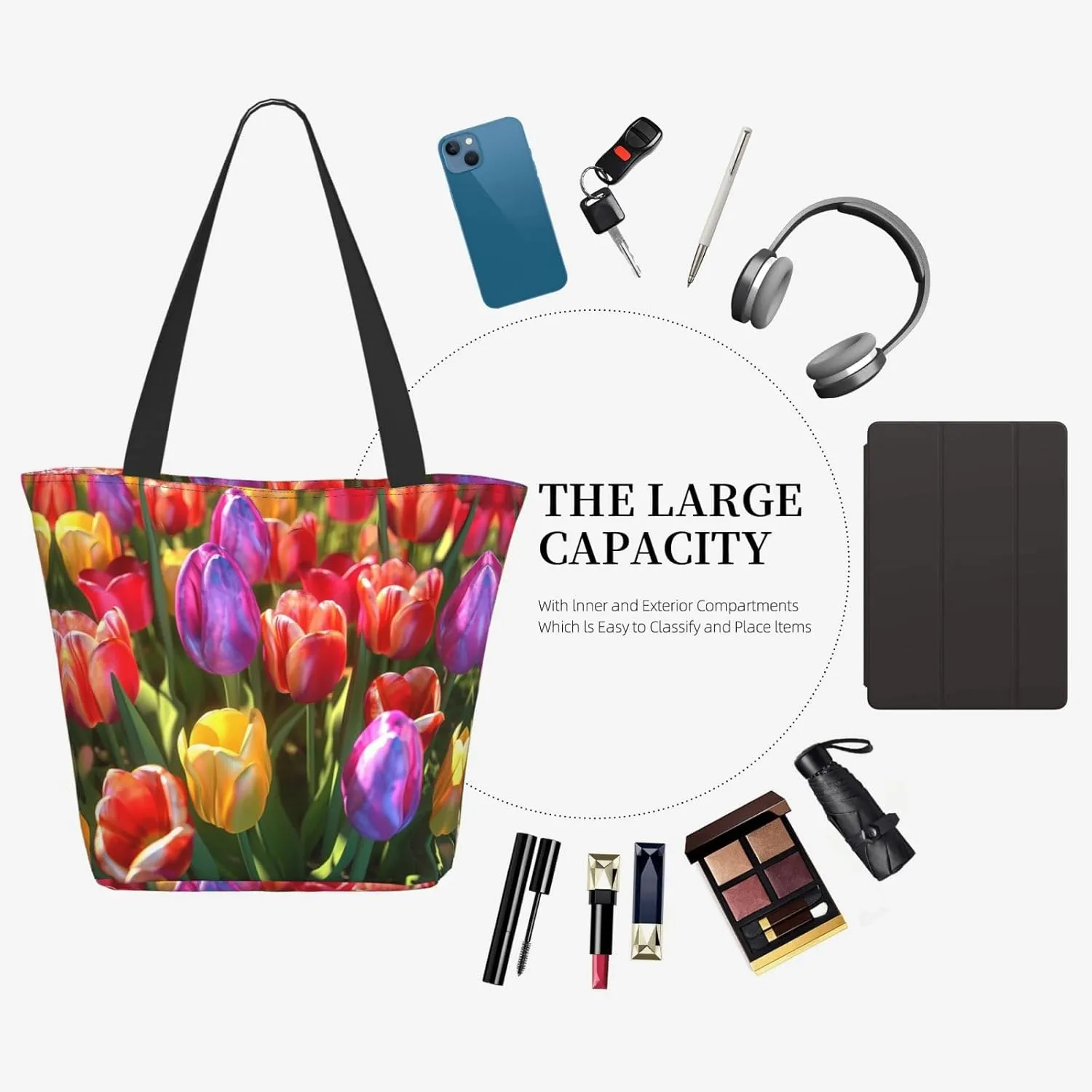Strawberry Printed Fashionable Large Handbag And Shoulder Bag, Suitable For Various Daily Use