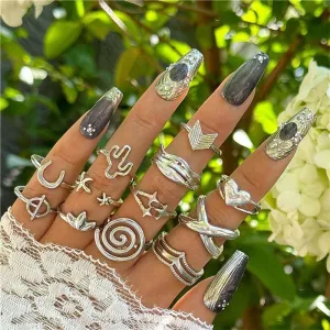 Stylish Geometric Stackable Ring Set