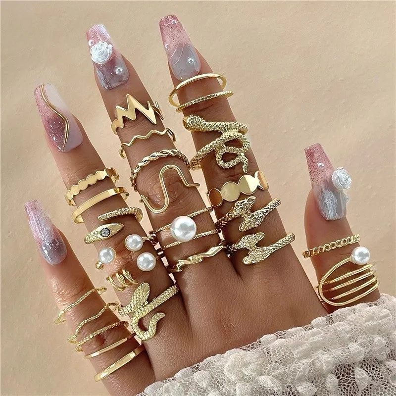 Stylish Geometric Stackable Ring Set