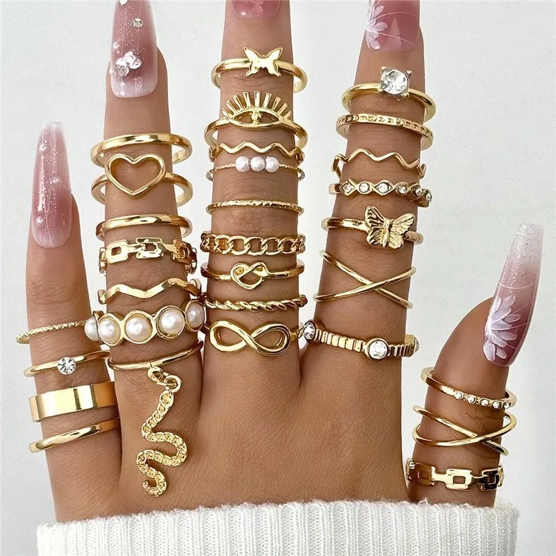 Stylish Geometric Stackable Ring Set