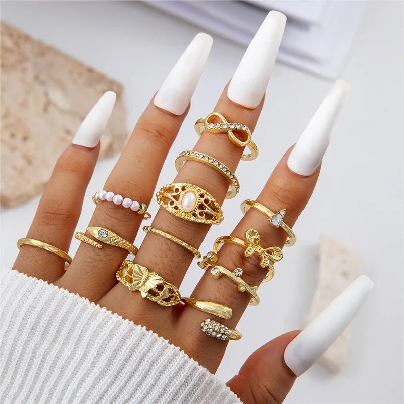 Stylish Geometric Stackable Ring Set