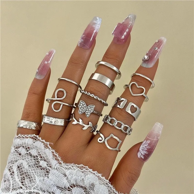 Stylish Geometric Stackable Ring Set