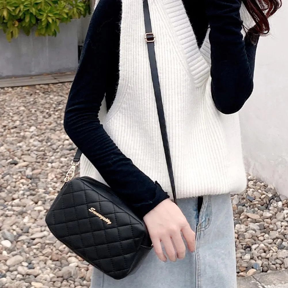 Stylish Ladies Handbags Embroidered Women Shoulder Bags Solid Color Lattice Female Messenger Bag