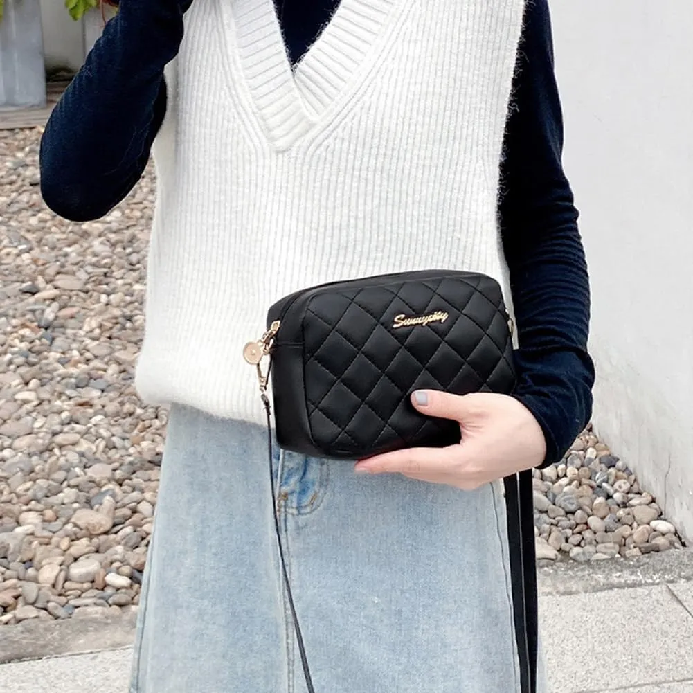 Stylish Ladies Handbags Embroidered Women Shoulder Bags Solid Color Lattice Female Messenger Bag