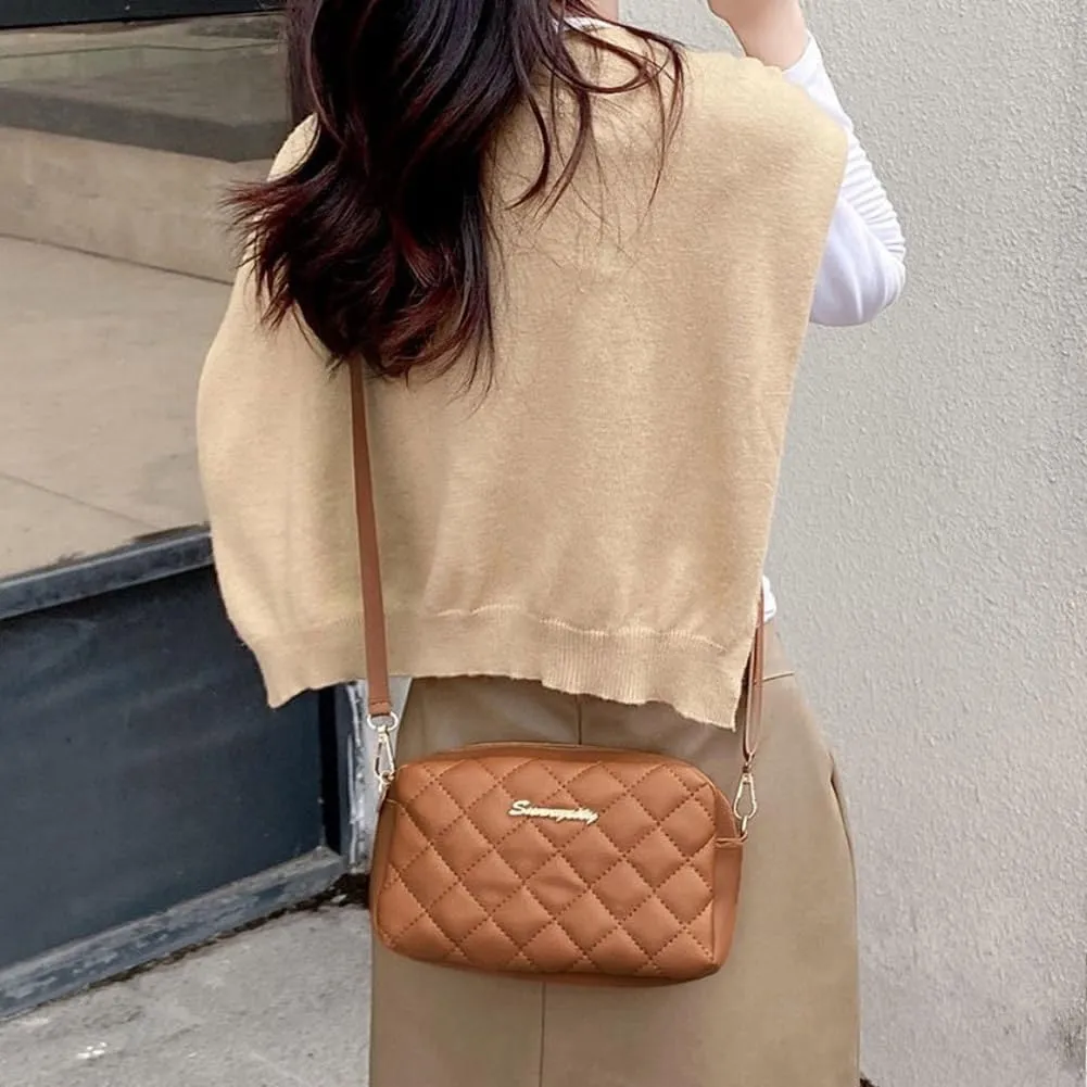 Stylish Ladies Handbags Embroidered Women Shoulder Bags Solid Color Lattice Female Messenger Bag