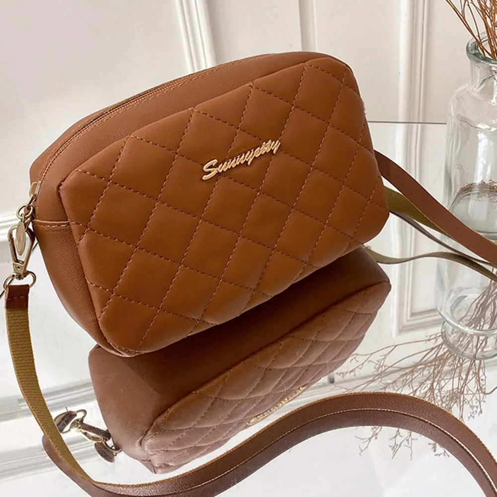 Stylish Ladies Handbags Embroidered Women Shoulder Bags Solid Color Lattice Female Messenger Bag