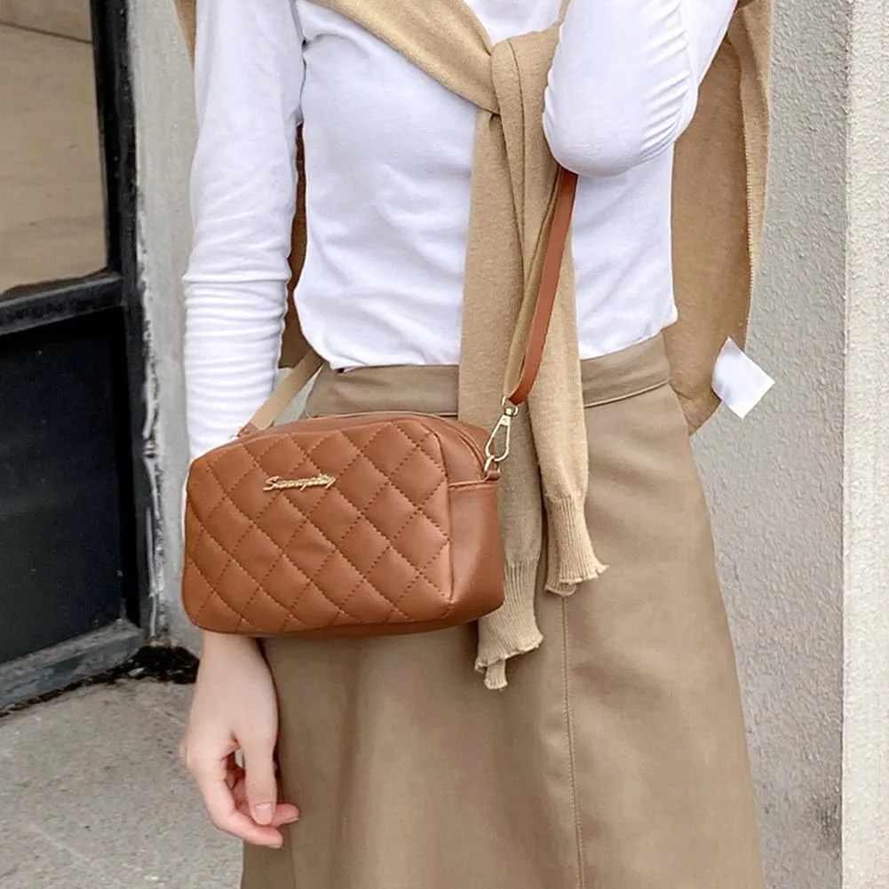 Stylish Ladies Handbags Embroidered Women Shoulder Bags Solid Color Lattice Female Messenger Bag