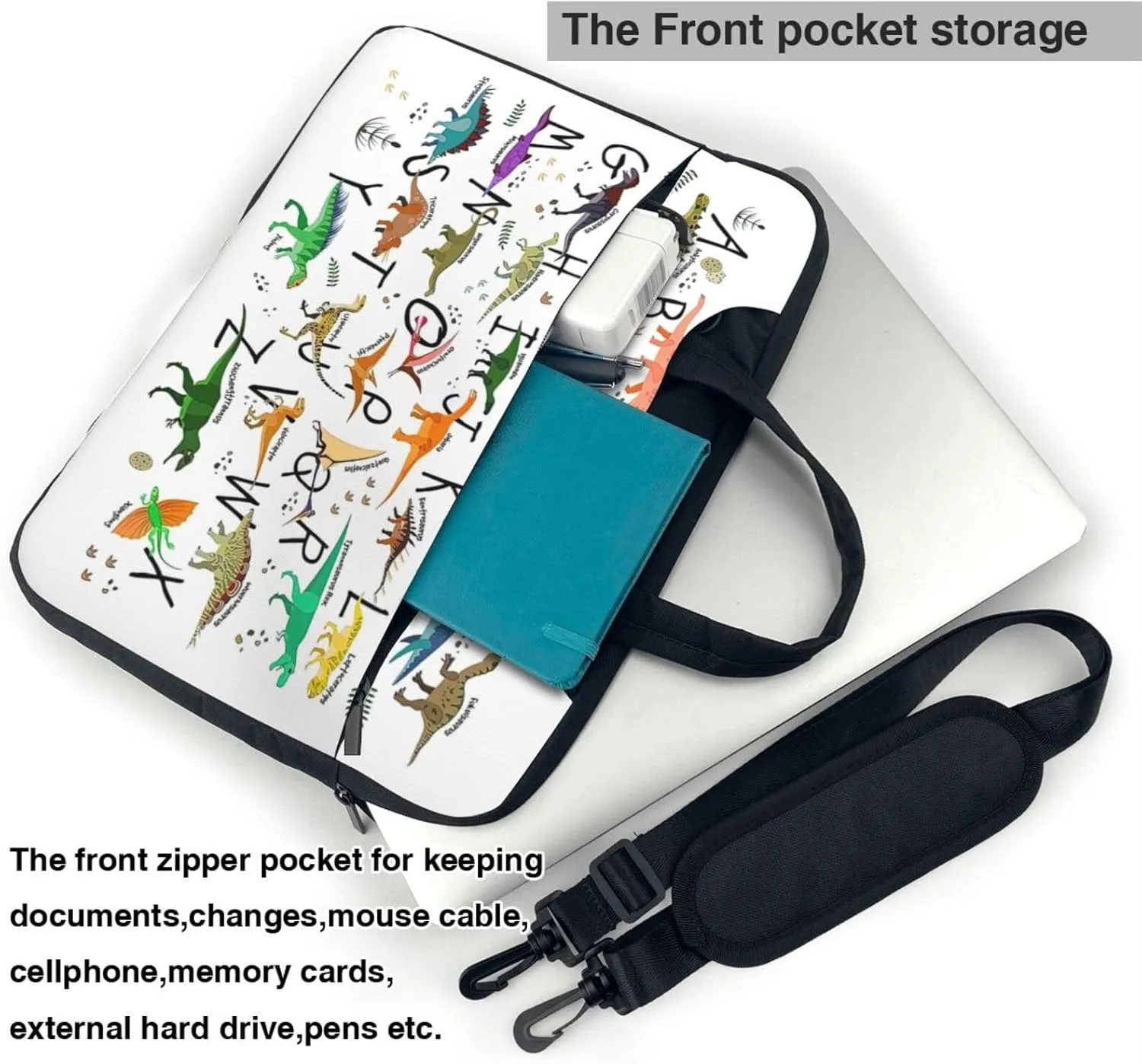 Stylish Learning Alphabets with Dinosaurs Print Practical Laptop Case Laptop Bag - Stylish Messenger Bag & Laptop Shoulder