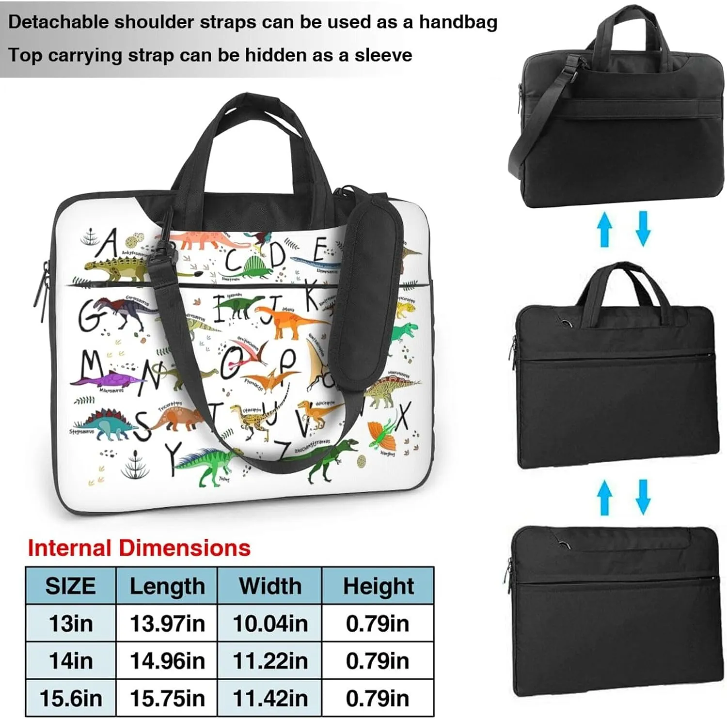 Stylish Learning Alphabets with Dinosaurs Print Practical Laptop Case Laptop Bag - Stylish Messenger Bag & Laptop Shoulder