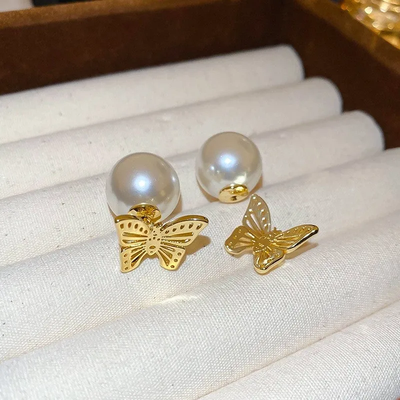Stylish Pearl Earrings With Electroplating
