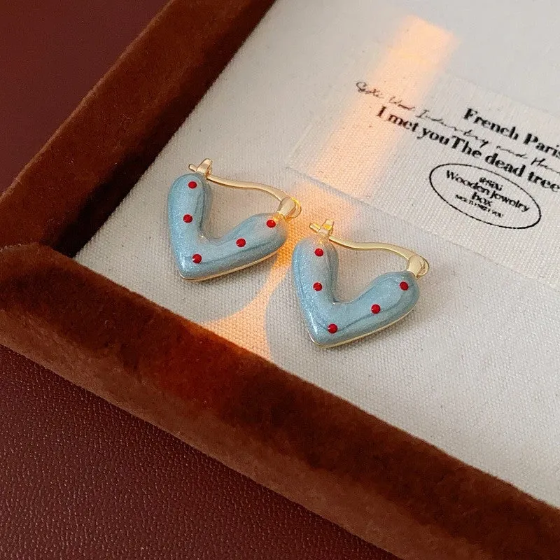 Stylish Polka Dot Heart Earrings