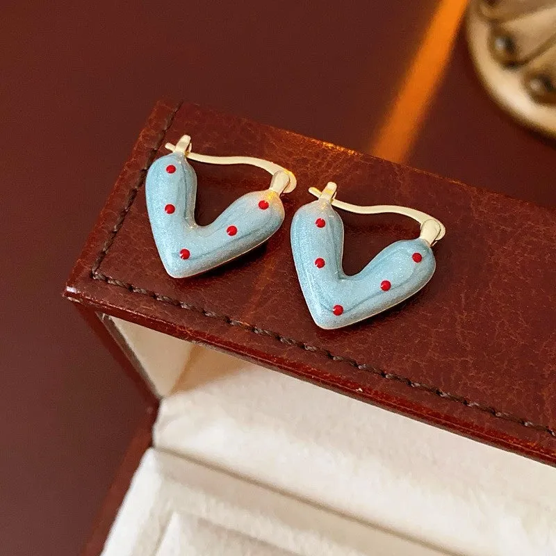 Stylish Polka Dot Heart Earrings