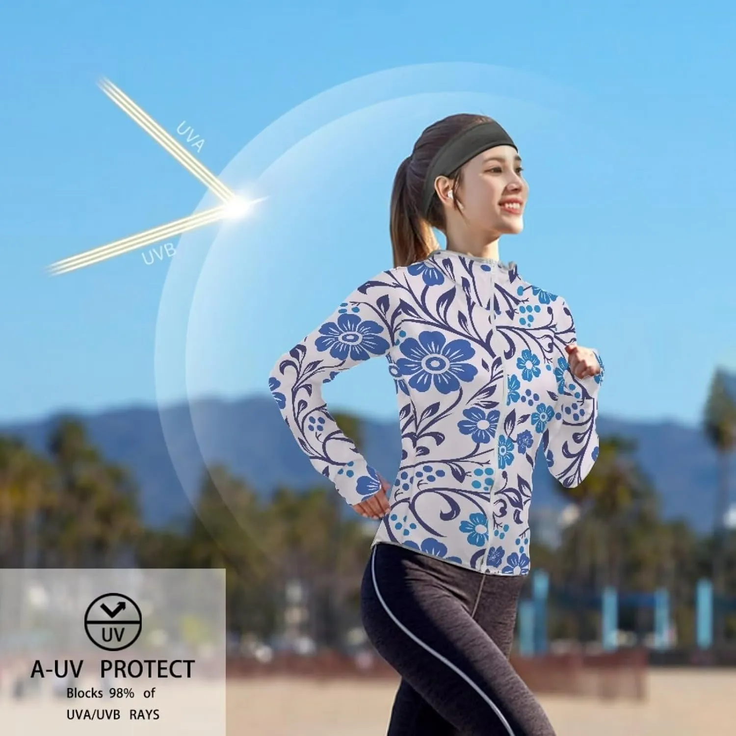 Summer Long Sleeves Sun Shirt,Women UPF 50  Sunshirt with Hooded