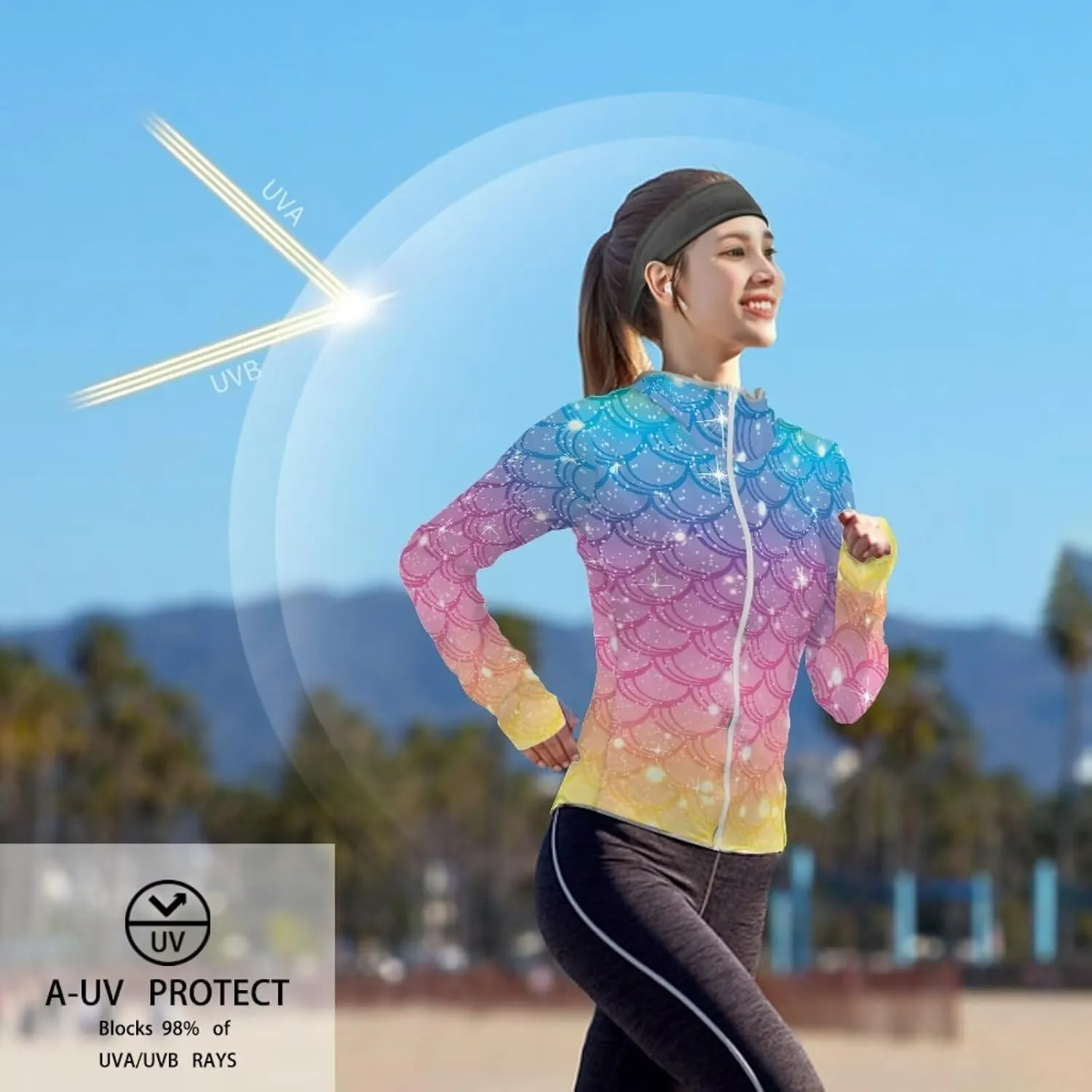 Summer Long Sleeves Sun Shirt,Women UPF 50  Sunshirt with Hooded