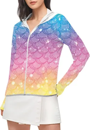 Summer Long Sleeves Sun Shirt,Women UPF 50  Sunshirt with Hooded