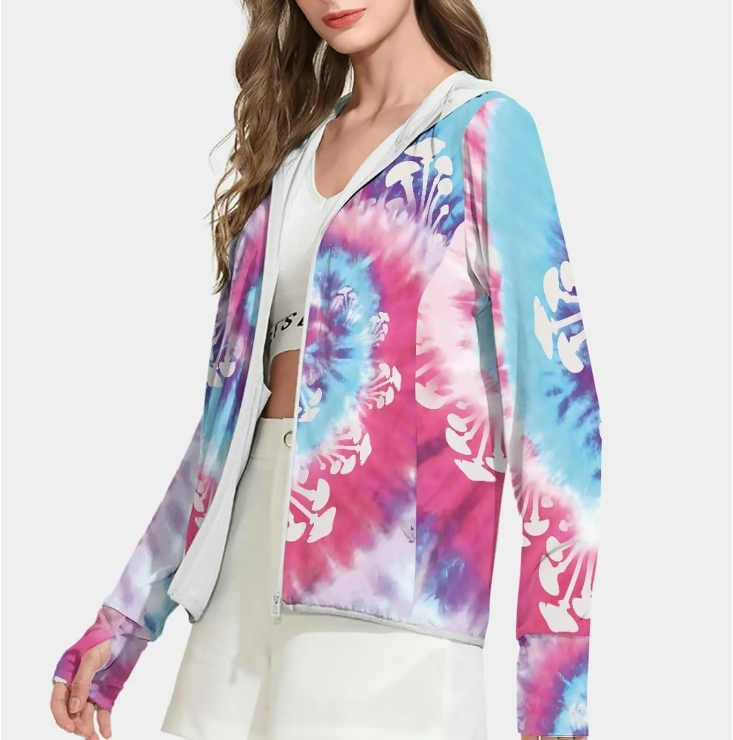 Summer Long Sleeves Sun Shirt,Women UPF 50  Sunshirt with Hooded