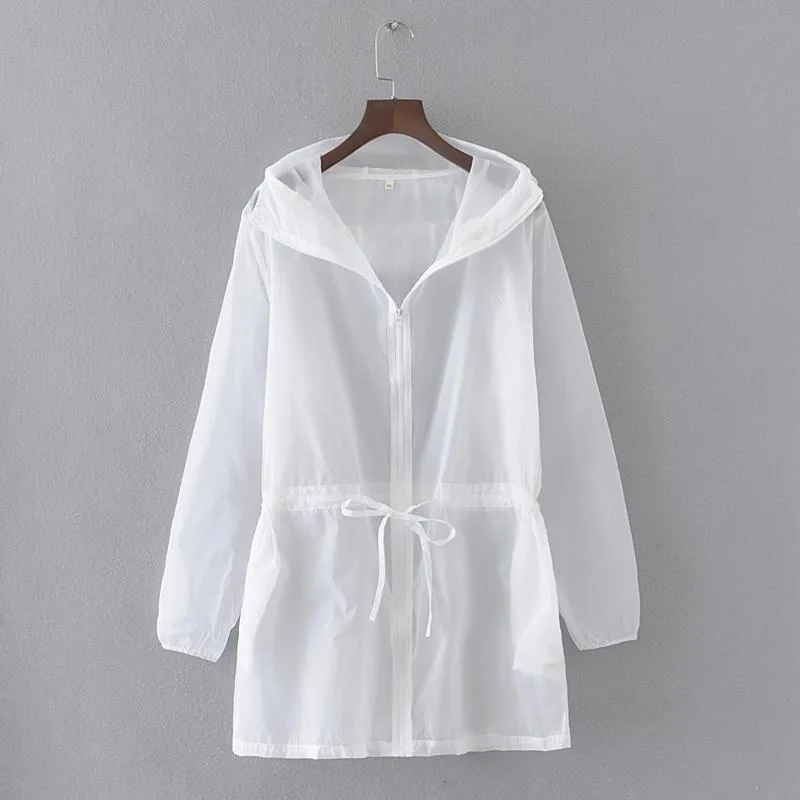 Summer Thin White Hooded Sunproof Cardigan Beach Blouse