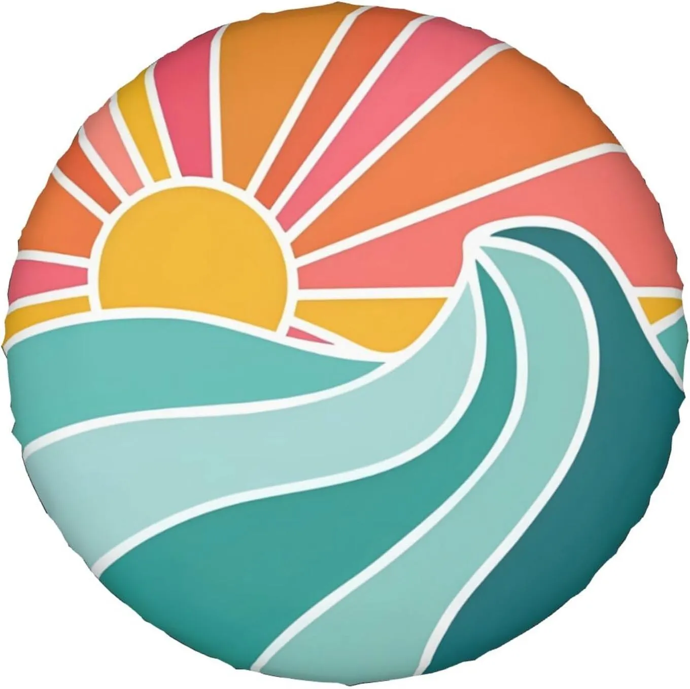 Sunburst Wave Spare Tire Cover Tropical Beach Wheel Tire Covers Waterproof Wheel Tire Protector Weatherproof Tyre Covers Universal for Trailer RV SUV Travel Truck Car Camping Vehicle 17 Inch