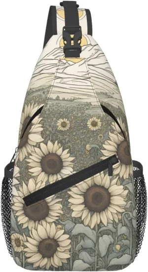 Sunflowers Chamomile Men'S Casual Chest Crossbody Bag, Lightweight Durable Shoulder Sling Pack For Daily Use, Travel, And Outdoor.