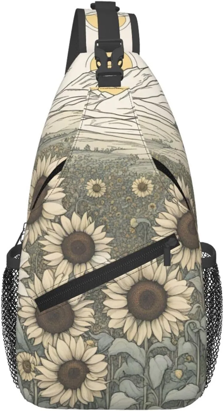 Sunflowers Chamomile Men'S Casual Chest Crossbody Bag, Lightweight Durable Shoulder Sling Pack For Daily Use, Travel, And Outdoor.