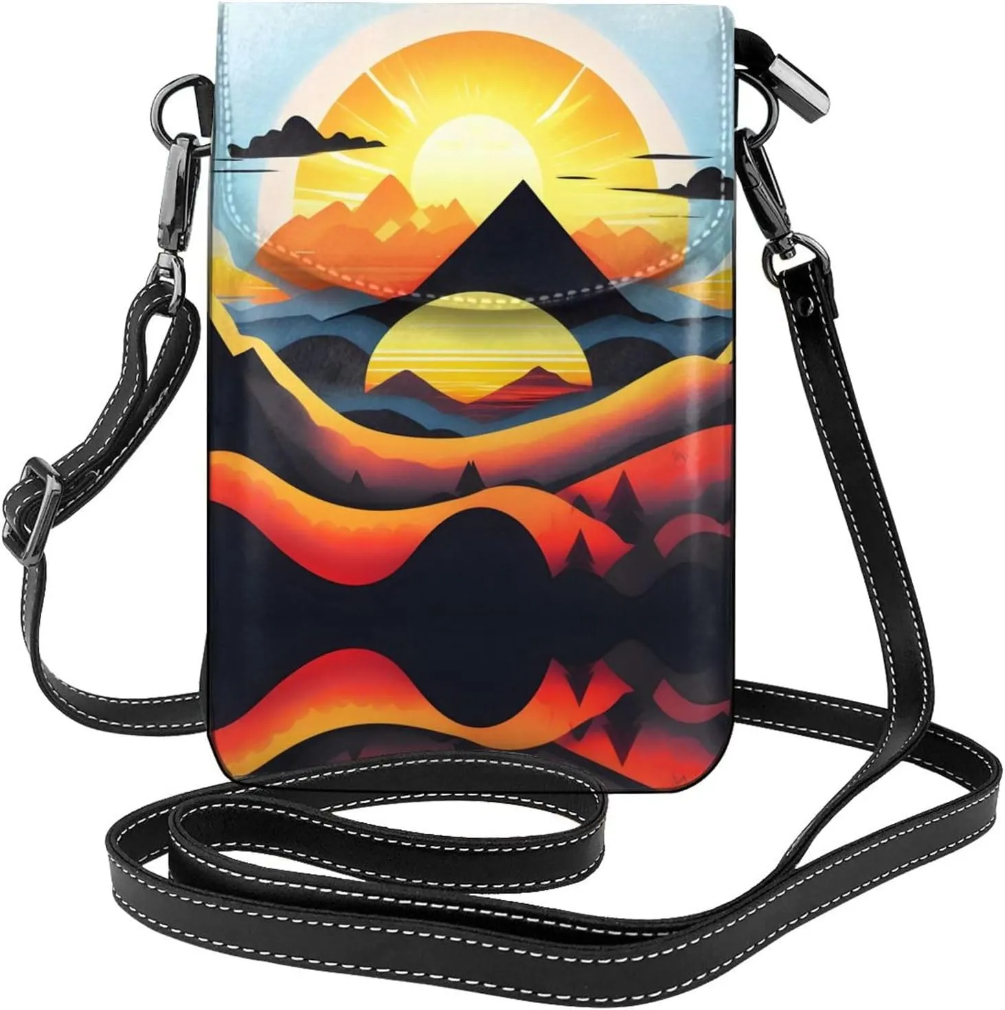Sunrise Mountain Printed Women's Crossbody Phone Bag - Perfect for Travel and Shopping