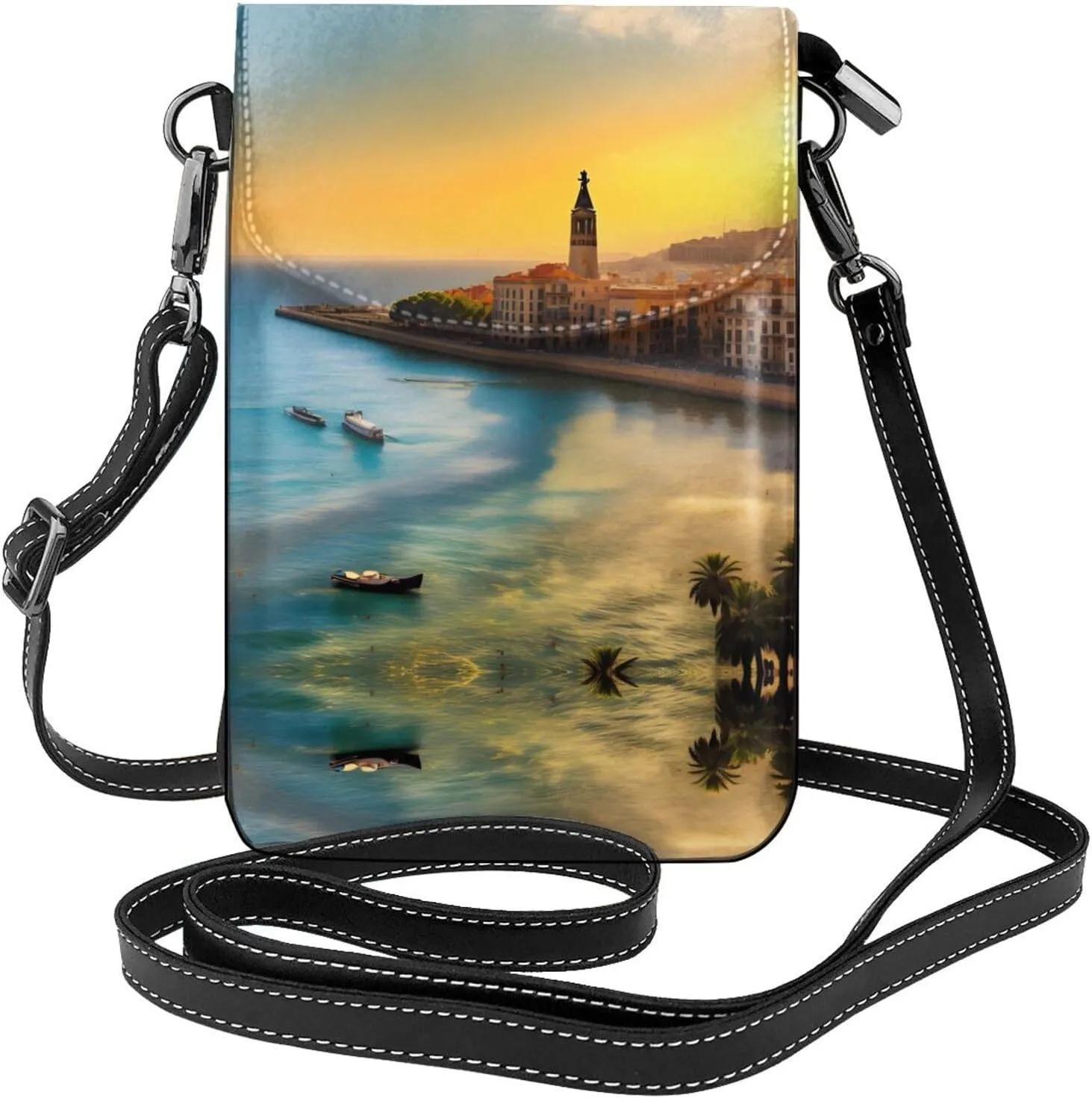 Sunset in Barcelona Printed Women's Crossbody Phone Bag - Perfect for Travel and Shopping