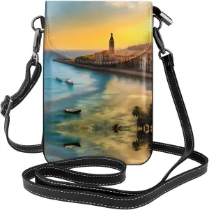 Sunset in Barcelona Printed Women's Crossbody Phone Bag - Perfect for Travel and Shopping
