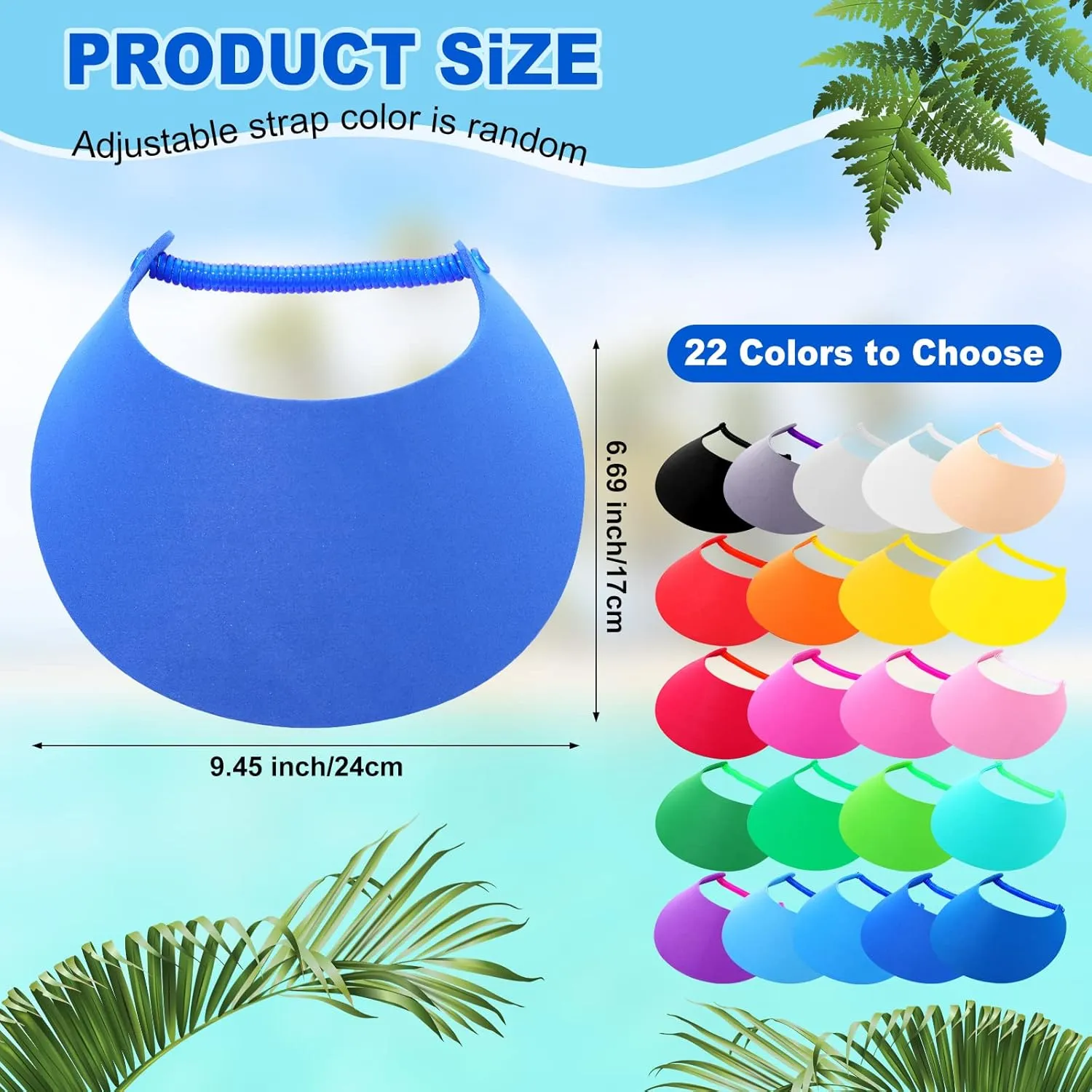 Sureio 22 Pcs Adjustable Sun Visors for Women Golf Sun Visor Hat Tennis Elastic Foam Visors Bulk for Ladies Men Outdoors