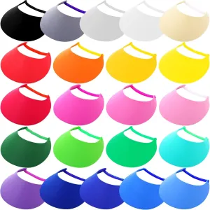 Sureio 22 Pcs Adjustable Sun Visors for Women Golf Sun Visor Hat Tennis Elastic Foam Visors Bulk for Ladies Men Outdoors