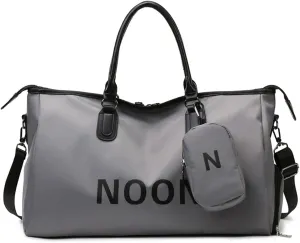 Swim Gym Bag Sports Travel Duffel Bag Weekender Overnight Yoga Bag Women Men Casual Daypack Large Tote Bag College (Grey)