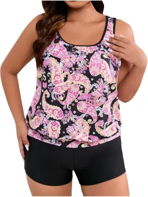 Swim Suits for Women 2025 Plus Size Flowy Floral Printed Womens Swimsuits 2 Piece Adjustable Straps Summer Swim Dress