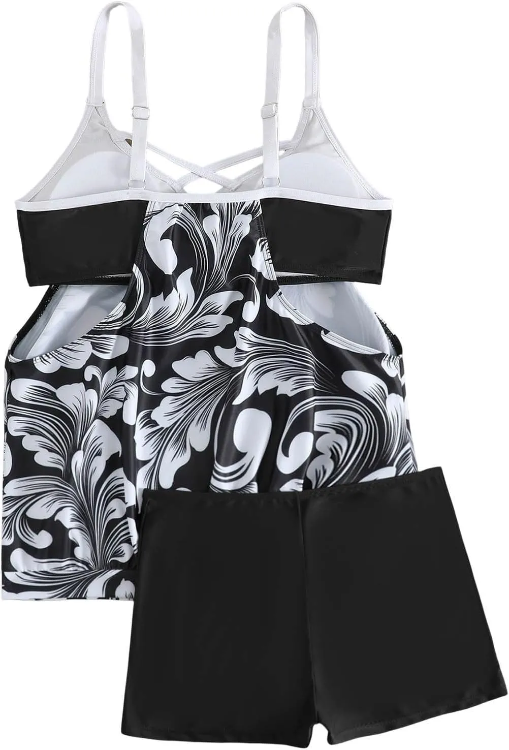 Swim Suits for Women 2025 Tropical Floral Printed Women's Tankini Swimsuits Drawstring On Both Sides Bathing Suits