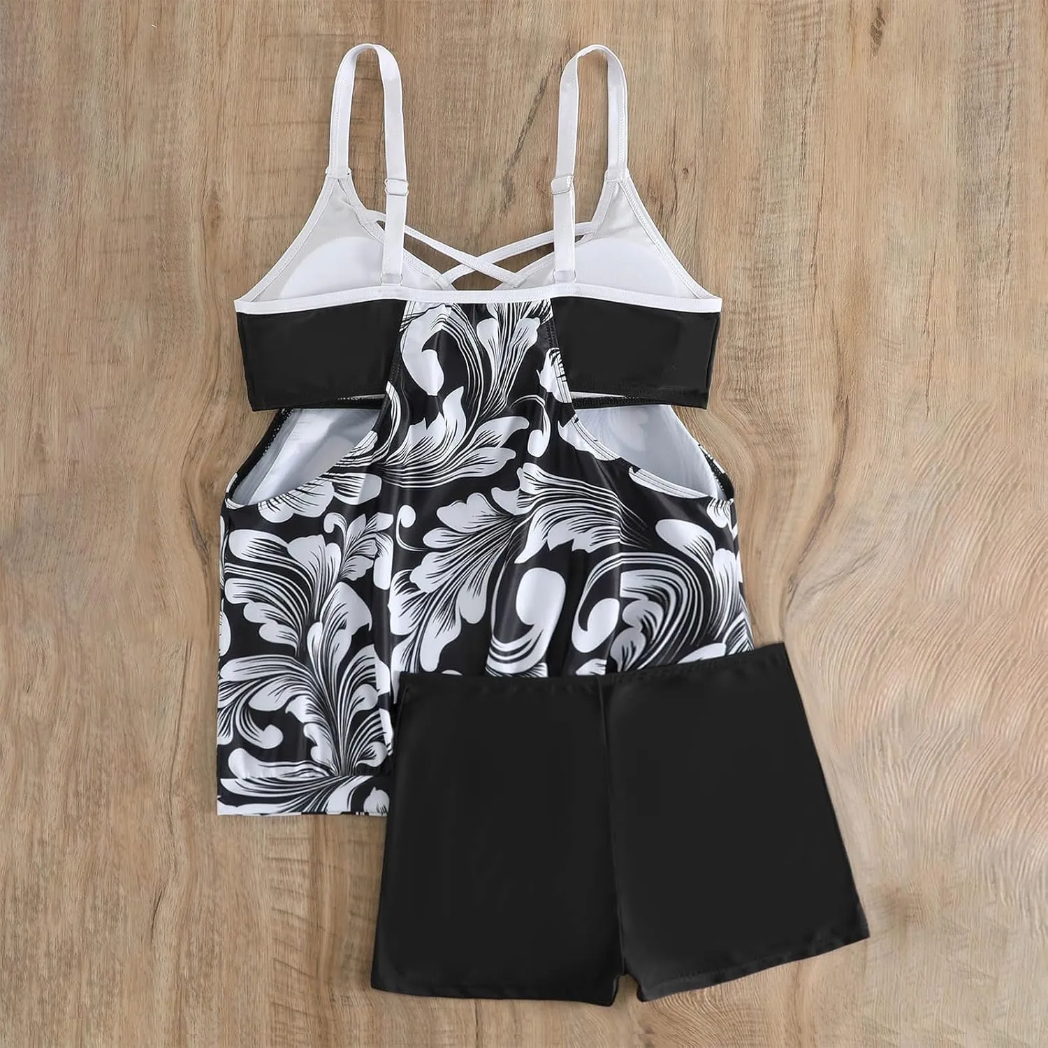 Swim Suits for Women 2025 Tropical Floral Printed Women's Tankini Swimsuits Drawstring On Both Sides Bathing Suits