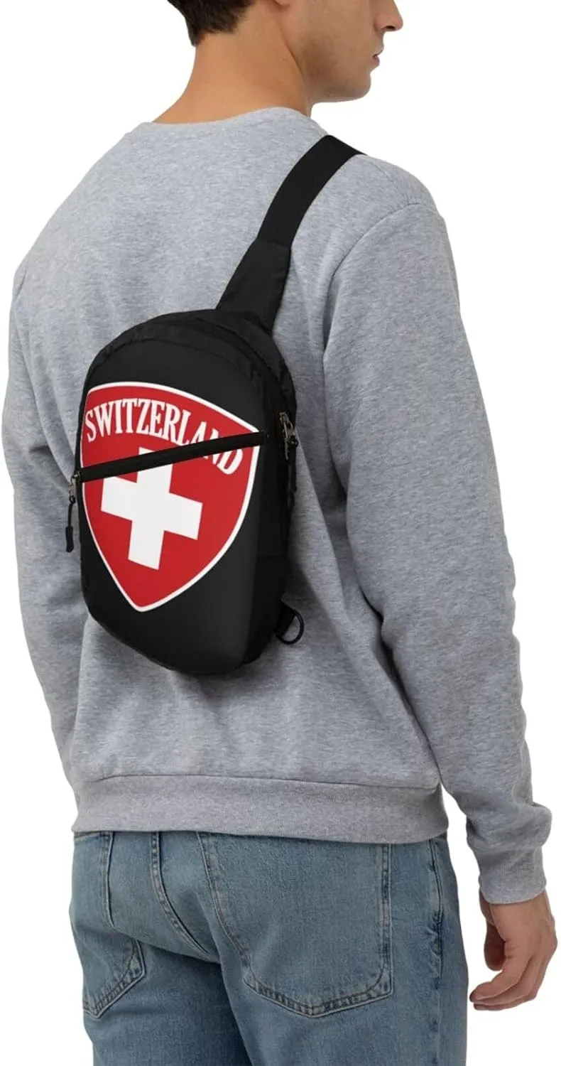 Switzerland Coat of Arms Suisse 1291 Crossbody Bag Portable Sling Bags Foldable Chest Daypack Reusable Sports Shoulder Backpack Diagonally Casual Rucksack Travel Bag
