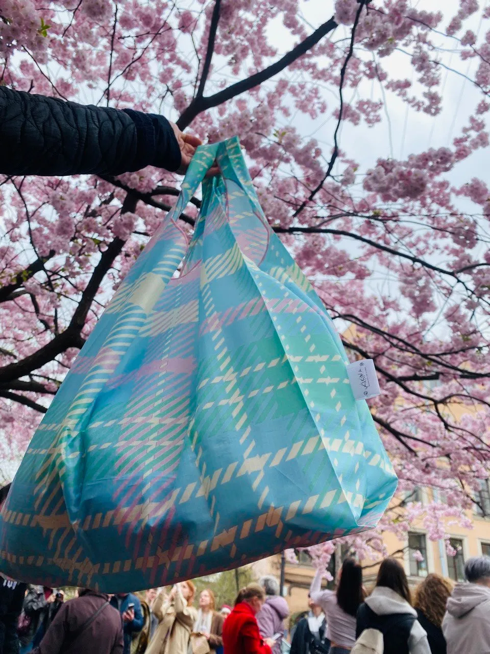 Tartan Pastel Parachute Waterproof Shopper Bag