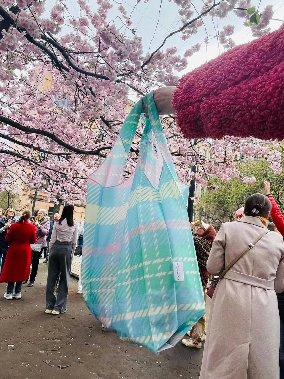 Tartan Pastel Parachute Waterproof Shopper Bag