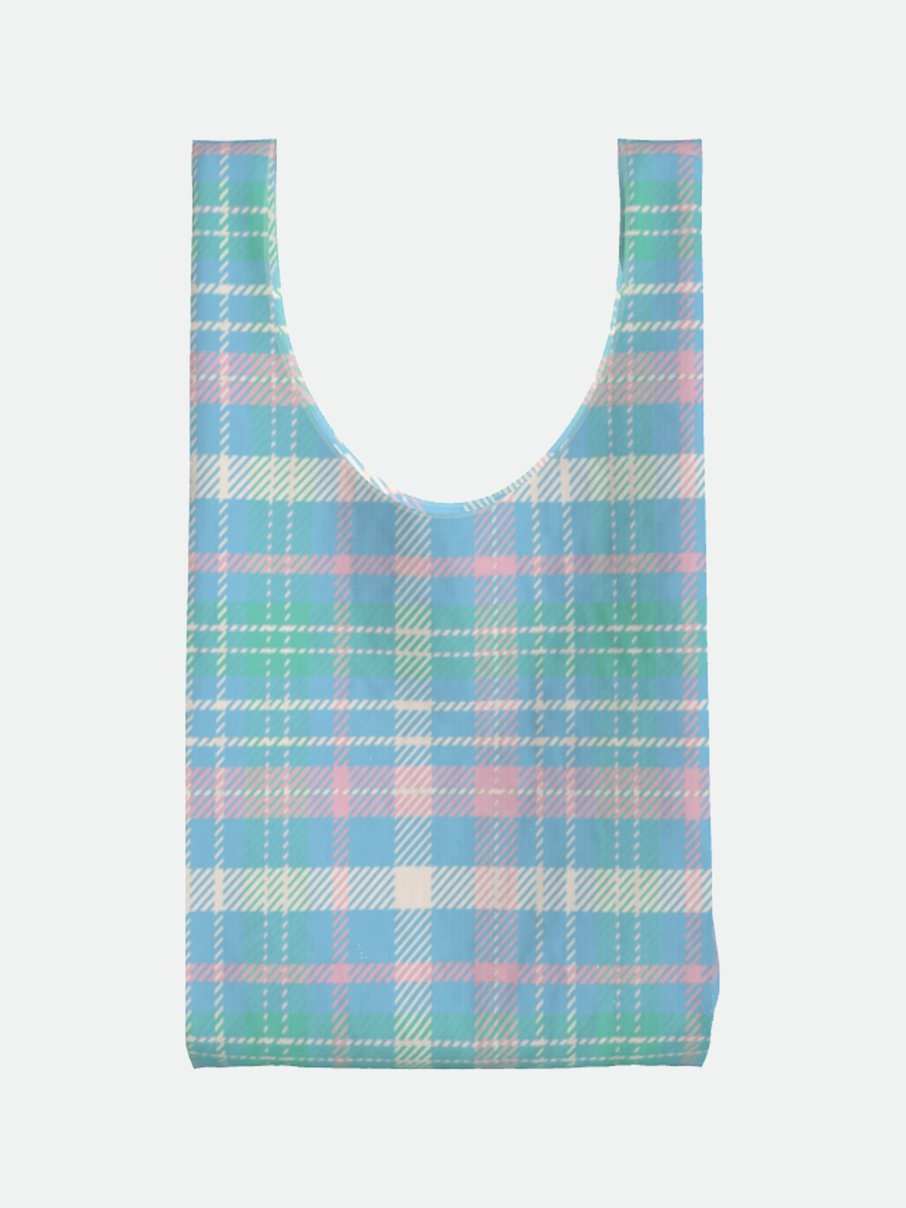 Tartan Pastel Parachute Waterproof Shopper Bag