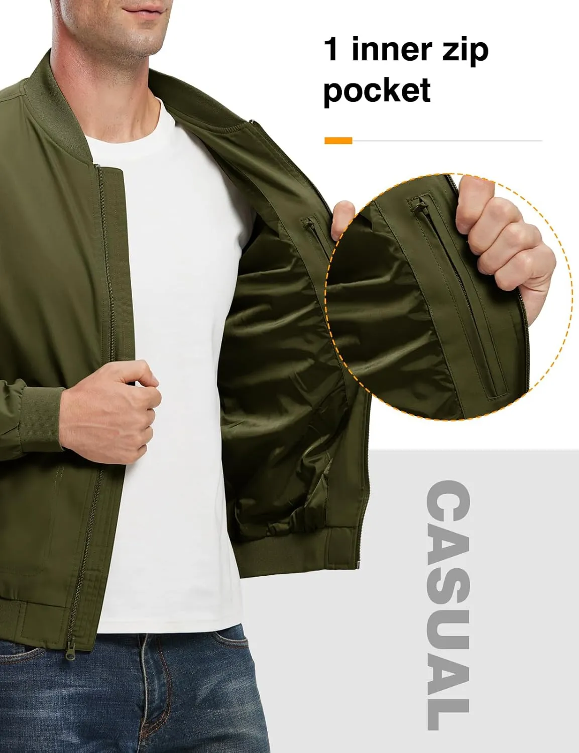 TBMPOY Men's Lightweight Bomber Jackets Light Windbreaker Casual Stylish Fall Golf Zip Up Dress Business Varsity